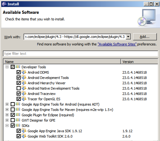 android sdk manager download eclipse