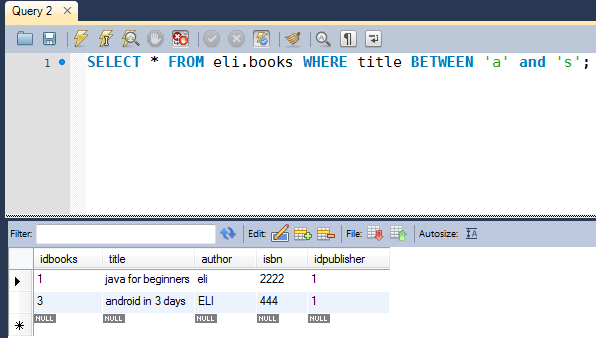 Assimilate flydende fornærme SQL BETWEEN operator video tutorial with MySql